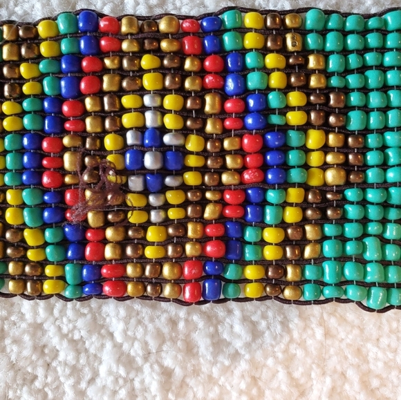 Beaded / wood elastic stretch belt. Bohemian - Picture 4 of 9